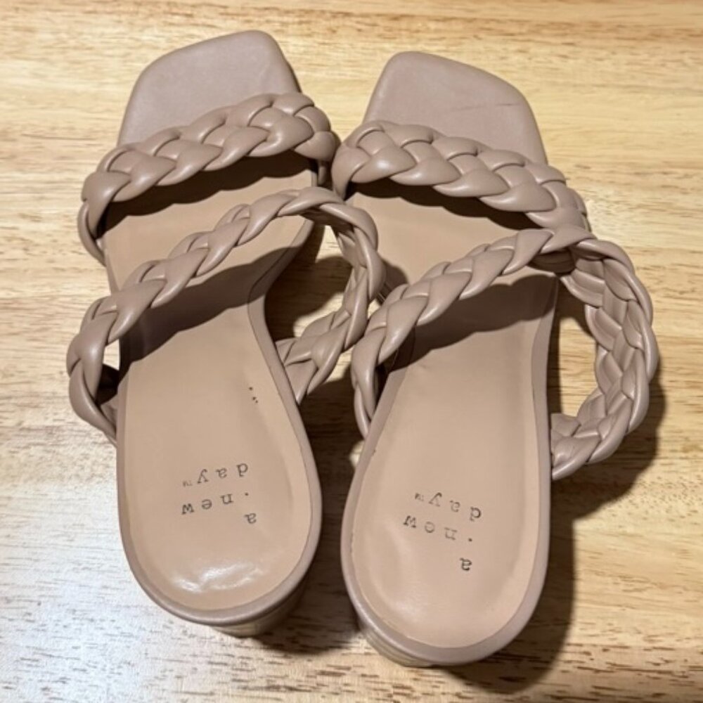 A New Day Woven/Braided Wedge Heels - Tan Size 9